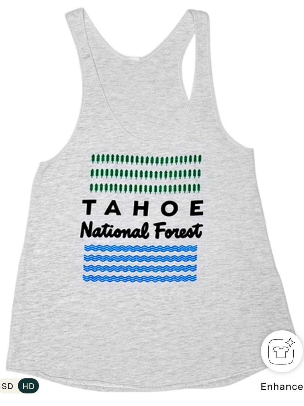 Parks Project Tahoe National Forest Grey Tank Top with Green & Blue Graphic